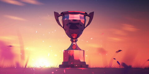 A gleaming trophy awaits its newest champion, ready to be bestowed upon the victor of the evening's competition.