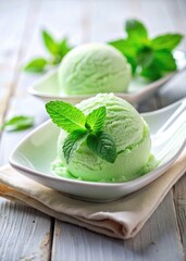 Sticker - Refreshing green sorbet garnished with mint leaves.