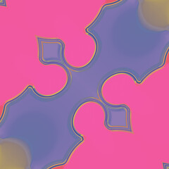 Aufkleber - Digital illustration in abstract style. Organic shapes in light pink color on purple background. 3d rendering