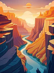 Canvas Print - Majestic canyon landscape at sunset.