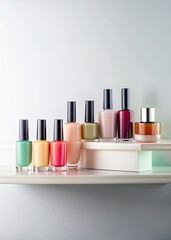 Canvas Print - Shelf of colorful nail polish bottles.