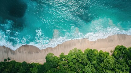 Wall Mural - photo of the beach. sand and water, top view.