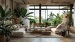 © Joel - modern living room with plants, Modern Green Spaces: Inspiring Living Rooms with Abundant Indoor Plants and Natural Light