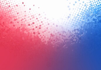 Wall Mural - Abstract Red, White, and Blue Geometric Background with Stars for USA Holiday Illustration Design Template