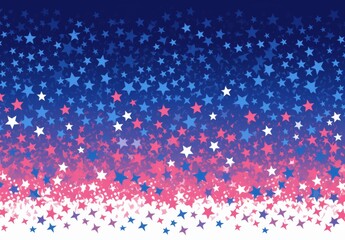 Wall Mural -  Red, White, and Blue Geometric Pattern with Stars for USA Flag Celebration and Patriotic Events
