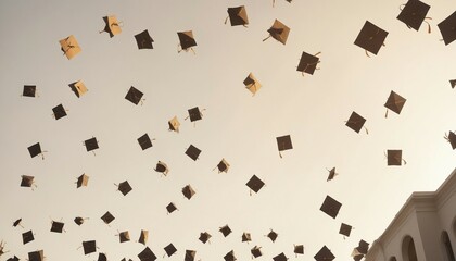 Wall Mural - University Graduation Ceremony and Caps in the Air
