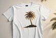© abu - A white shirt featuring a printed design of a palm tree.