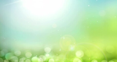 Poster - Bokeh, 3D and abstract of green particles, texture or design as illustration for art decor or background. Wallpaper, display and digital for graphic, light or effervescent for effect, motion or flare