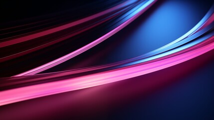 Poster - Abstract Neon Curves in Vibrant Blue and Pink Gradient