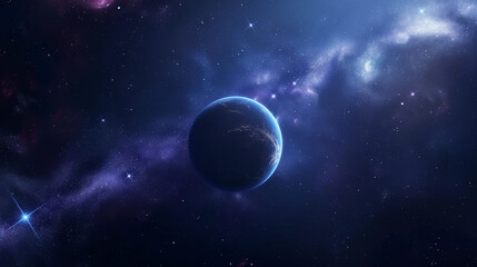 Wall Mural - a planet is floating in space with a blue sky