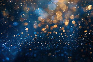 Wall Mural - Vivid gold and blue fireworks on abstract background of festive new year s eve celebration