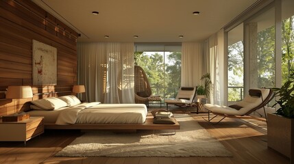 Wall Mural - bedroom modern interior design, luxury hotel room, luxury apartment comfortable suite lounge