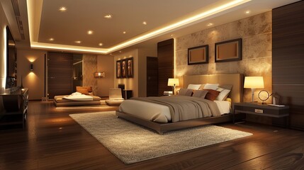 Wall Mural - bedroom modern interior design, luxury hotel room, luxury apartment comfortable suite lounge