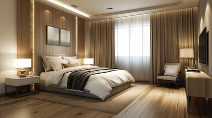 Wall Mural - bedroom modern interior design, luxury hotel room, luxury apartment comfortable suite lounge