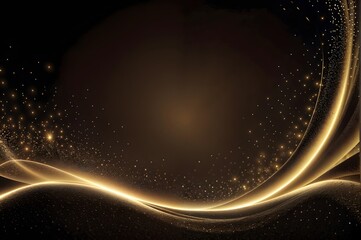 Abstract golden light wave on dark background. Vector illustration for your design