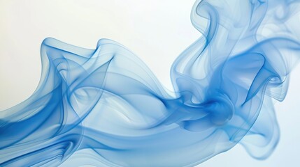 Wall Mural - Blue smoke swirling on a white surface