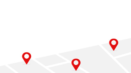 Sticker - Geolocation themed background with three red location markers on a simple white and gray map