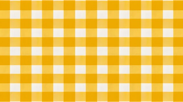 Yellow Gingham Style Pattern Tile yellow white gingham cloth vector. Checkered tablecloth pattern. Traditional plaid seamless vector texture. Gingham plaid pattern.