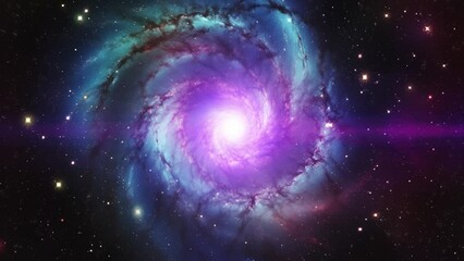 Wall Mural - A spiral galaxy with a bright quasar in the center.