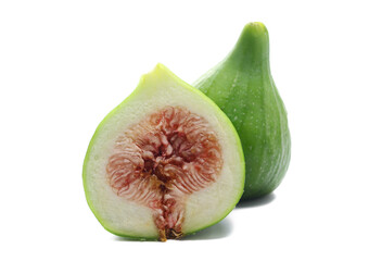 Wall Mural - Fresh ripe half figs isolated on white
