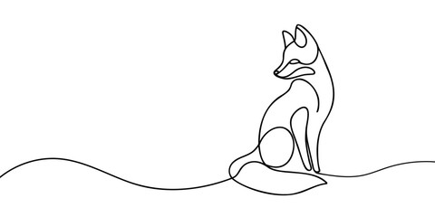 Fox continuous one line drawing vector illustration