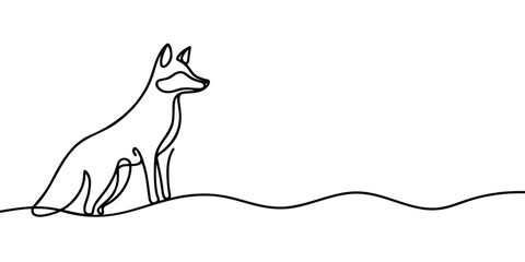 fox continuous one line drawing vector illustration