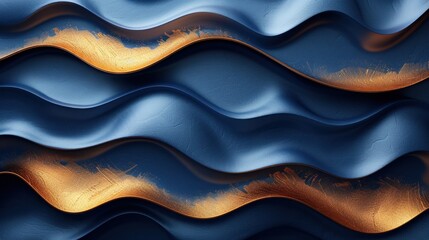 Sticker - Abstract Gold and Blue Wavy Pattern