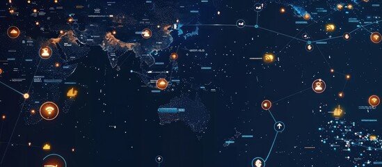 Wall Mural - social global network communications in the modern world