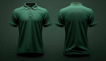 Wall Mural - Green Polo Shirt Mockup - Front and Back View