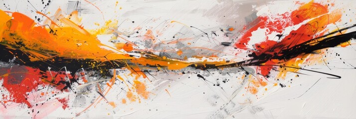 Wall Mural - Colorful abstract painting full of motion, vibrant splashes, and bold brushstrokes creating dynamic energy.