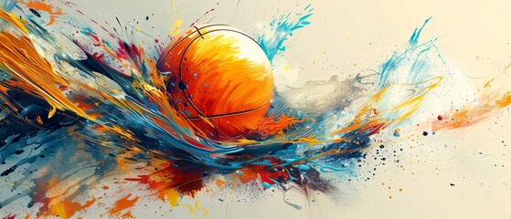 Wall Mural - Abstract Basketball Art.