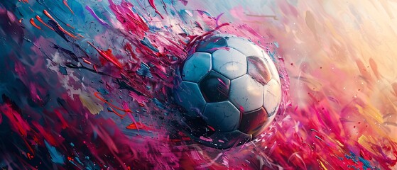 Wall Mural - Abstract Soccer Ball Painting.