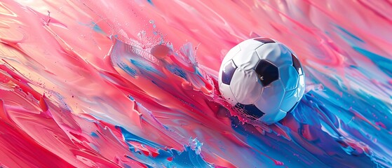 Wall Mural - Soccer Ball in Abstract Paint.