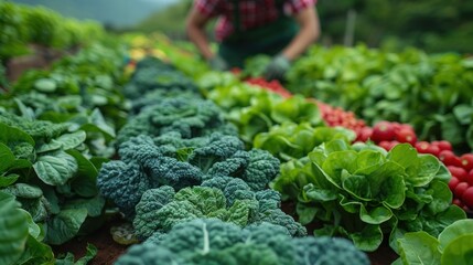 Wall Mural - Close-up of Fresh Vegetables in a Garden