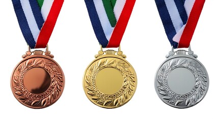 Championship medal for design element. on a white background.  gold, silver, bronze. champion. templates