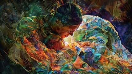 Wall Mural - encapsulating the intensity and emotion of childbirth. The image captures the strength, resilience, and support conveying the transformative journey of bringing new life. Generative AI.