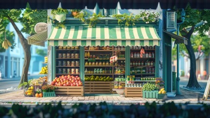 Wall Mural - Expensive looking boutique selling groceries, generative AI