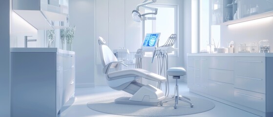 Dental clinic and dental care by dentist In a clean, white room