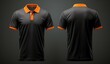 © meta - Black Polo Shirt with Orange Trims Mockup