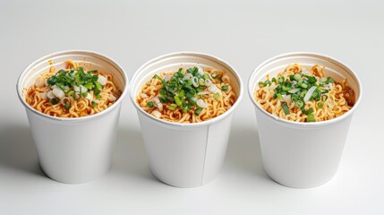 Wall Mural - Japanese Asian cup noodles on white background