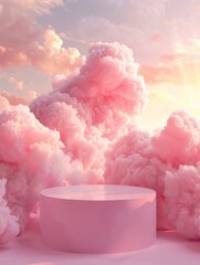 Wall Mural - Pink Cloud Filled Sky with Platform