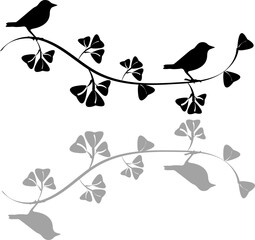 Canvas Print - Silhouette Branch Bird Animal Vector Stock Photo