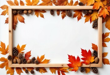 Wall Mural - Flat lay autumn leaves with copy space