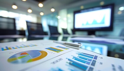Poster - Financial Charts and Graphs on Office Table