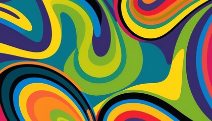 Vivid Psychedelic Vector Illustration with Intertwined Curves