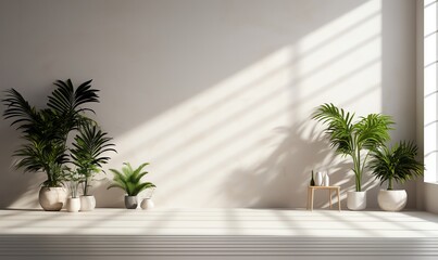 Canvas Print - Minimalist Interior Design with Plants and Sunlight