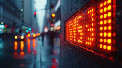 Wall Mural - Financial stock exchange market display screen board on the street, selective focus 