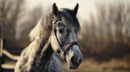 Canvas Print - Portrait of a Dappled Grey Horse