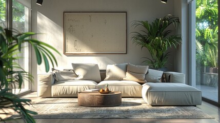 Poster - interior design empty living space and wall decoration