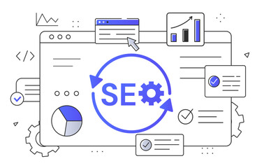 Wall Mural - seo web concept. search engine optimization. website with graphs and infographs. analysis of user be